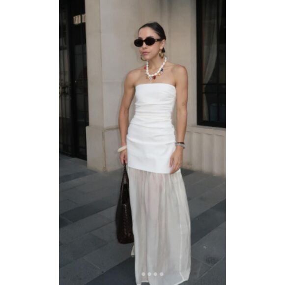 NWT ZARA COMBINATION STRAPLESS MIDI DRESS - Picture 7 of 12